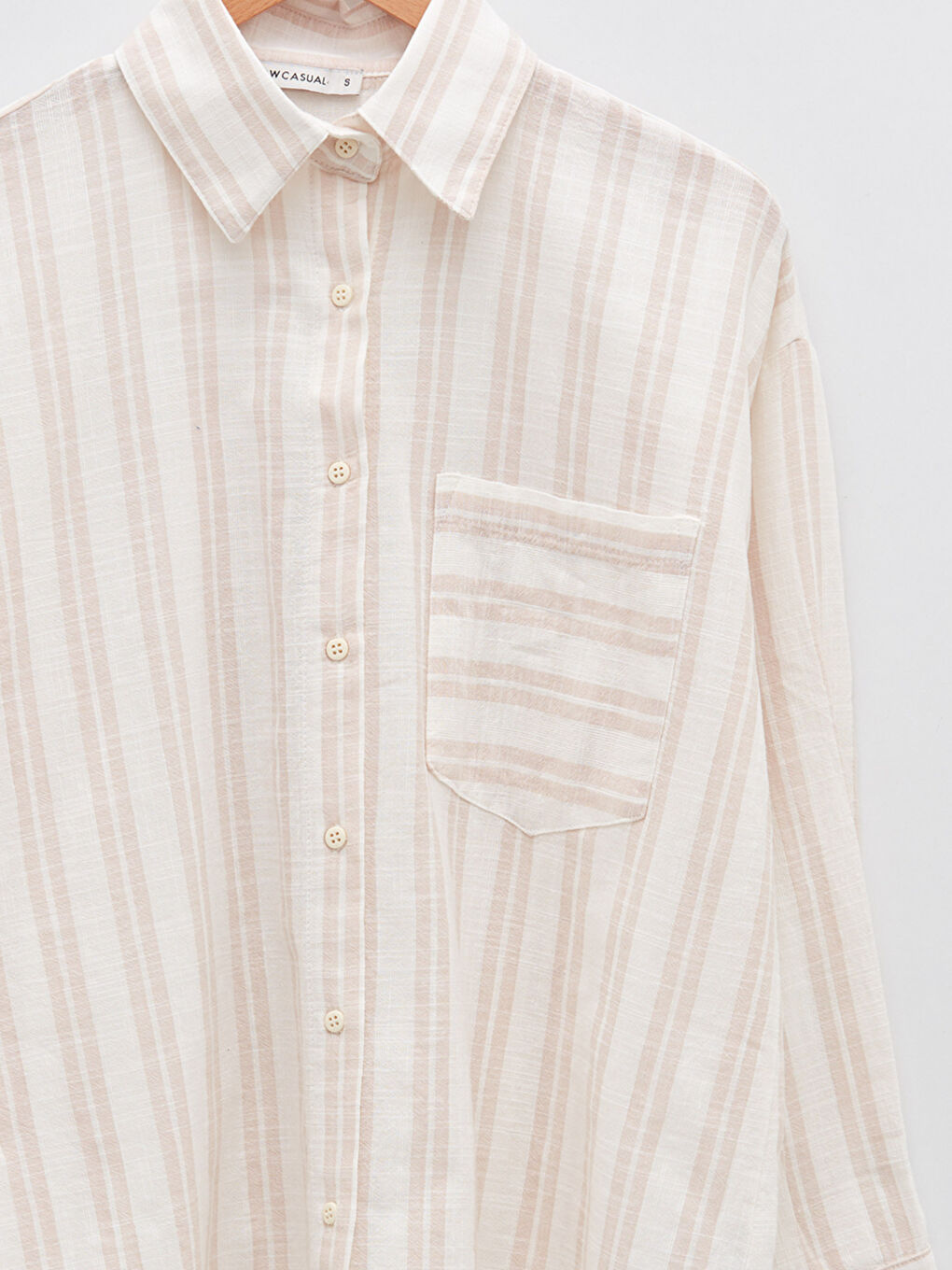 Cămașă pentru Femei din Bumbac cu Mâneci Lungi și Dungi cu Nasturi-7