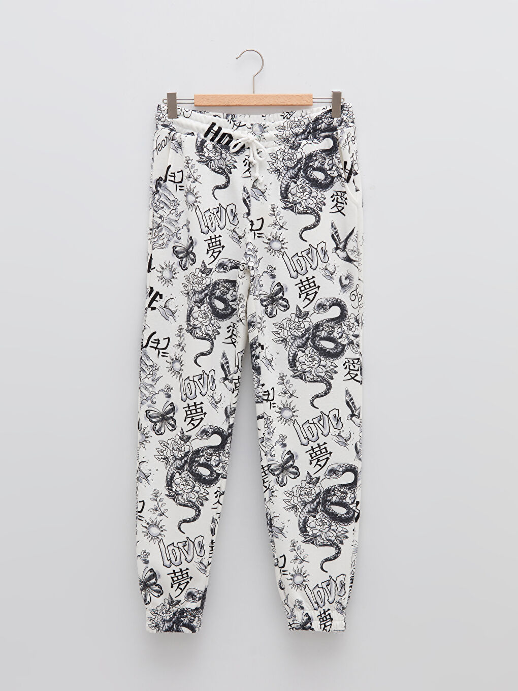 Elastic Waist Printed Pocket Detailed Women's Jogger Sweatpants-5