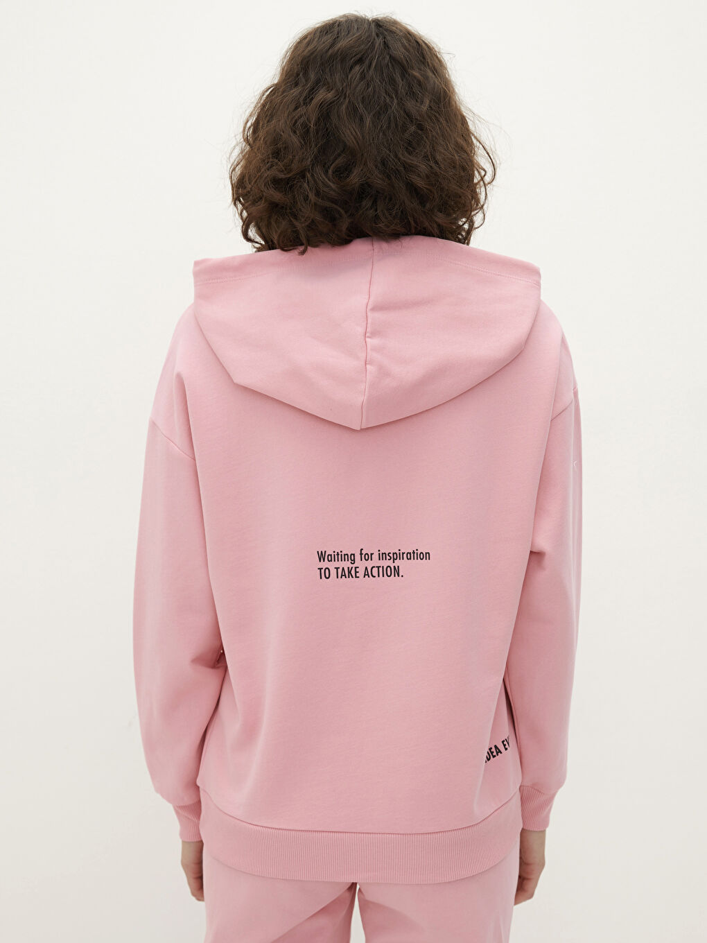 LCW Vision Pembe Kapüşonlu Baskılı Uzun Kollu Kadın Sweatshirt - 4