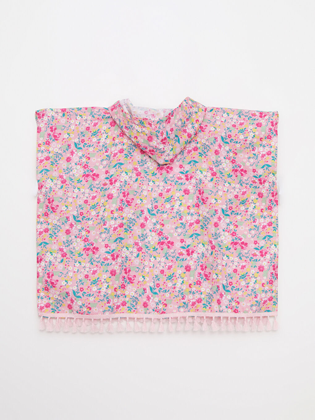 Floral Pattern Tasseled Hooded Girls Velvet Beach Towel-1