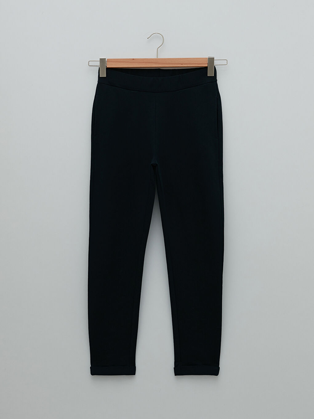 Lacivert Beli Lastikli Düz Pamuklu Kadın Eşofman Altı-5