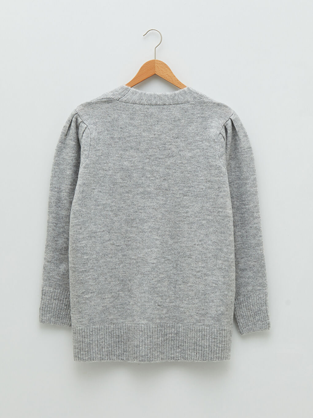 Gri V Yaka Kadın Triko Hırka-6