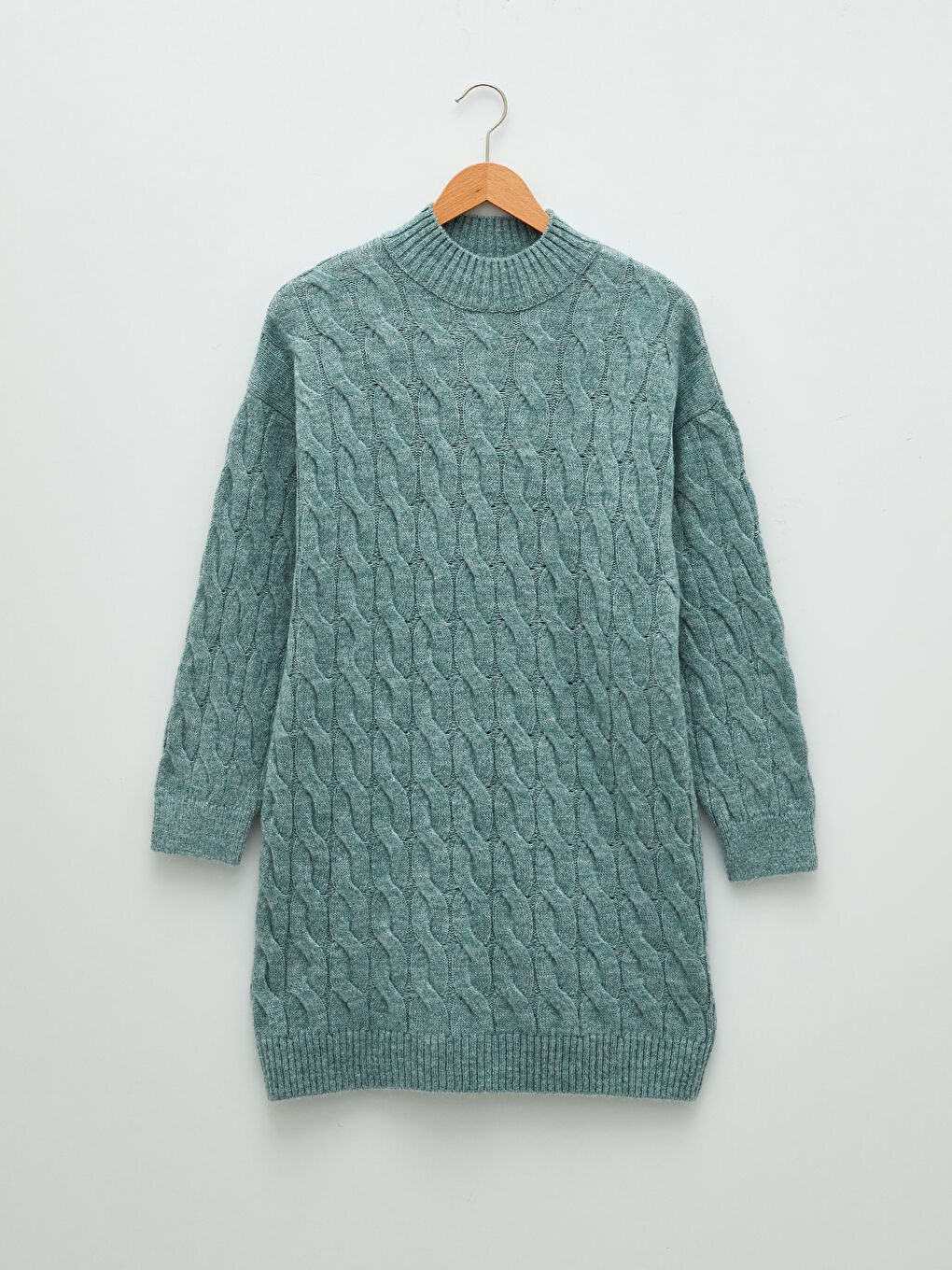 Half Turtleneck Patterned Long Sleeve Oversize Women's Knitwear Tunic-5