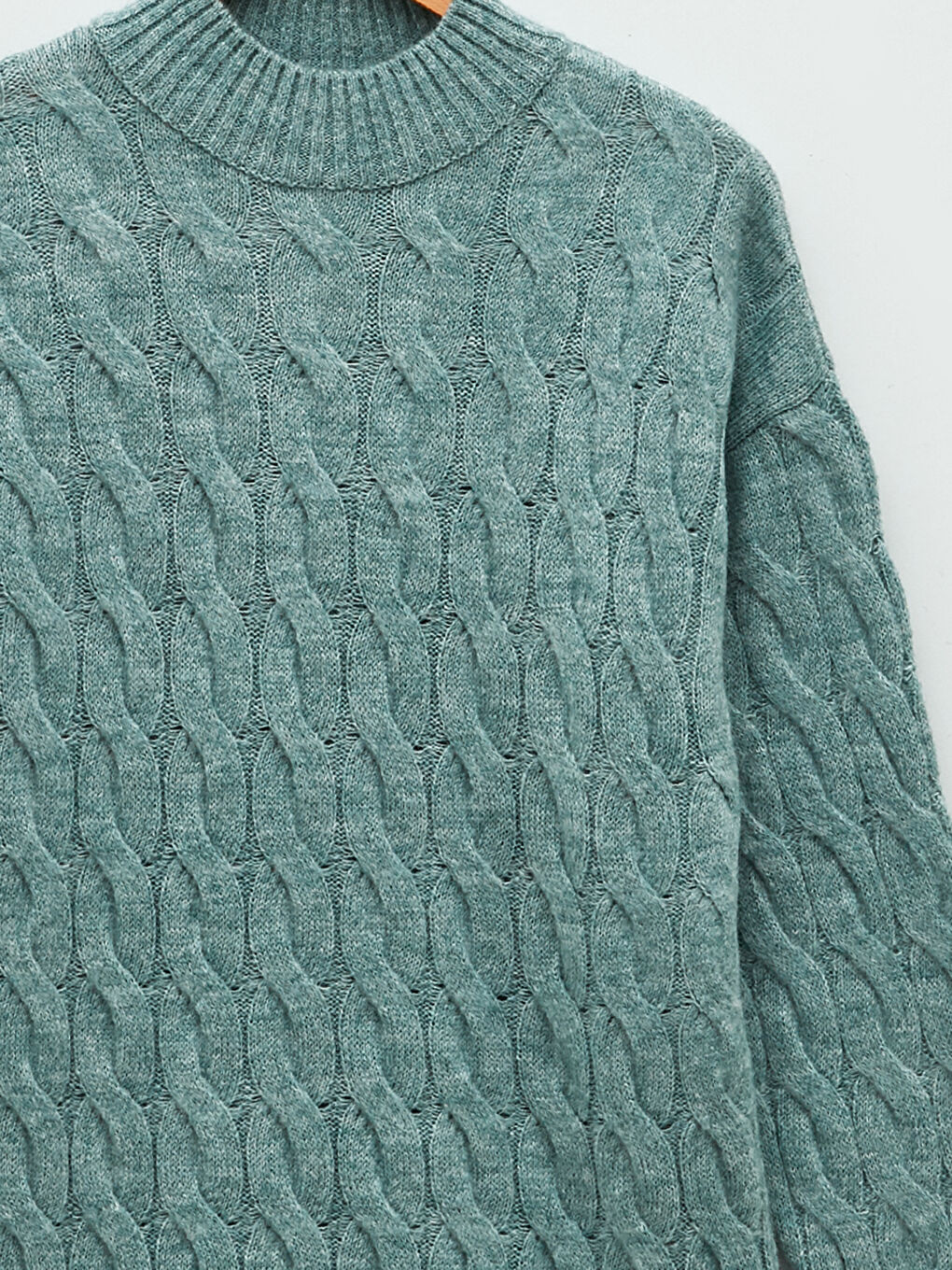 Half Turtleneck Patterned Long Sleeve Oversize Women's Knitwear Tunic-7