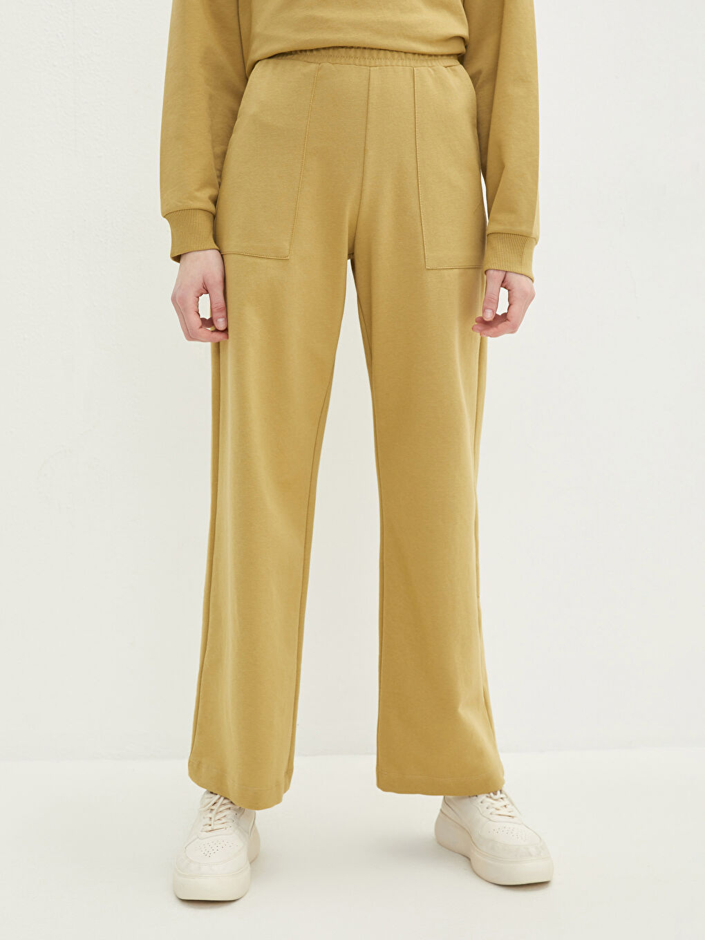 Women's Elasticated Waist Plain Sweatpants-4