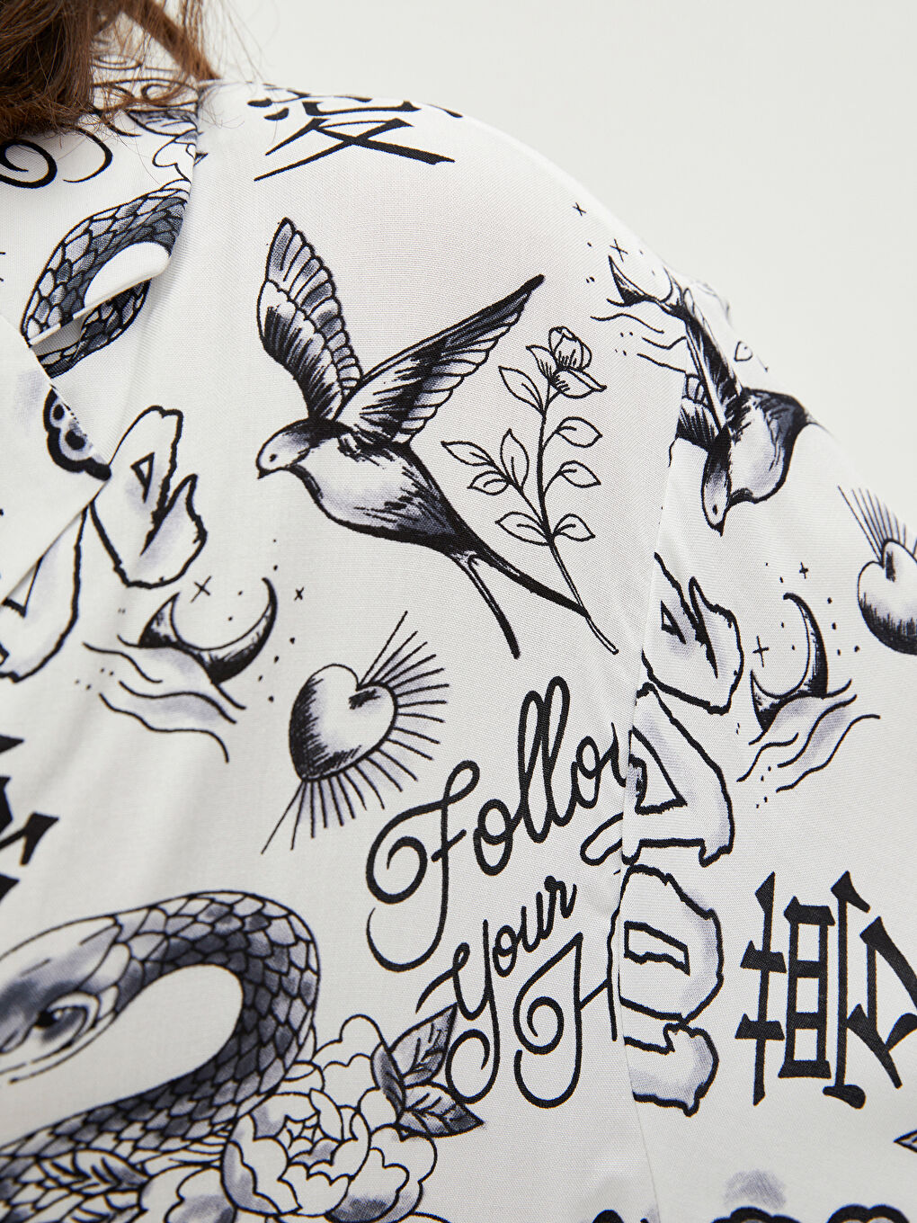 Front Button Closure Printed Short Sleeve Viscose Women's Shirt-4