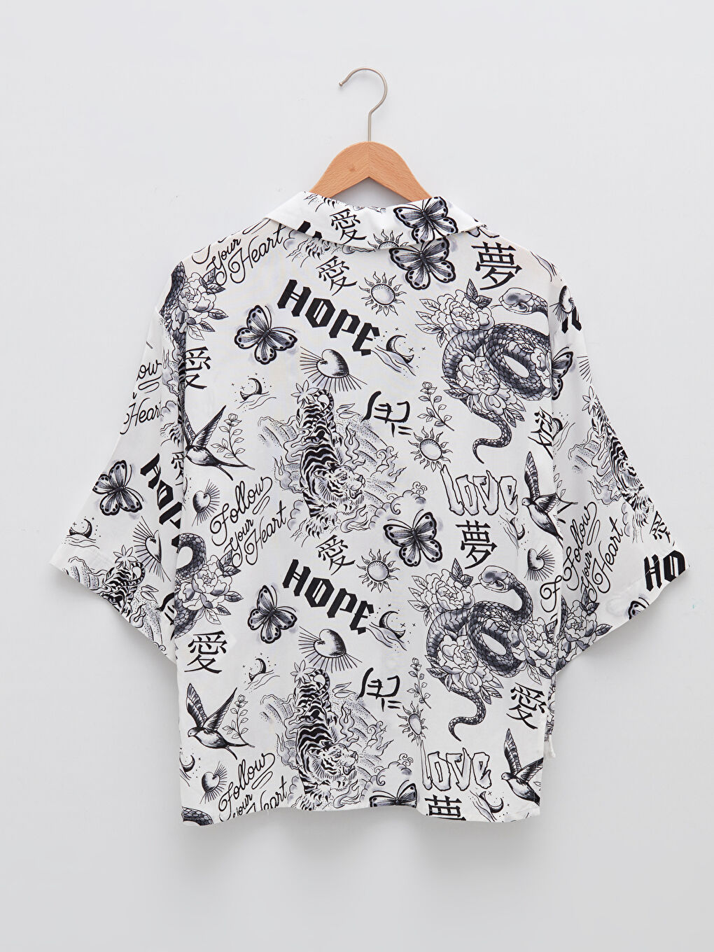 Front Button Closure Printed Short Sleeve Viscose Women's Shirt-6