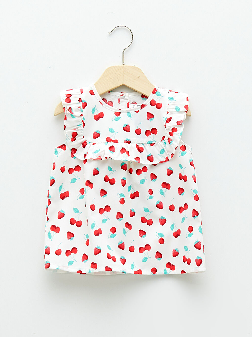 Ekru Bisiklet Yaka Baskılı Kız Bebek Bluz