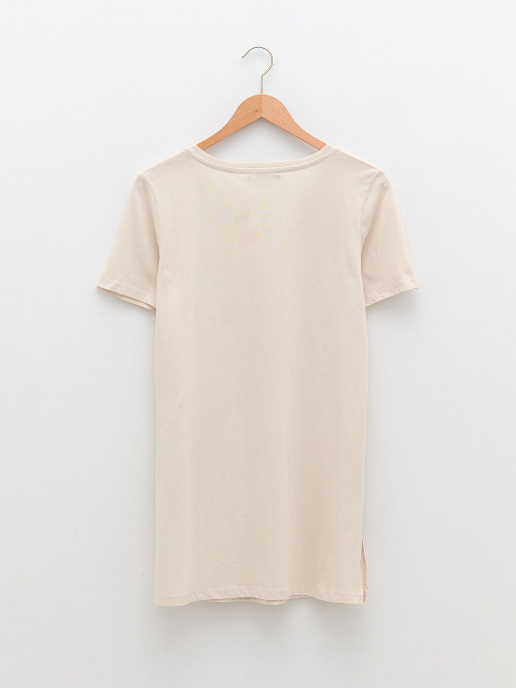 Gri V Yaka Düz Kısa Kollu Pamuklu Hamile Tişört-6