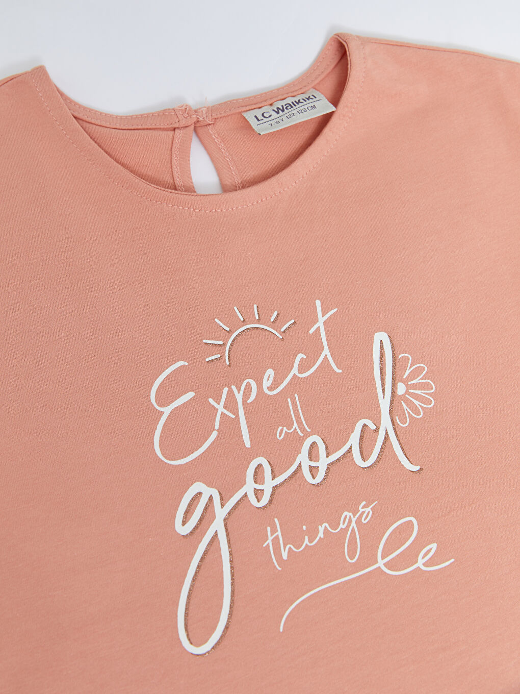 Crew Neck Printed Short Sleeve Cotton Girl T-shirt-2