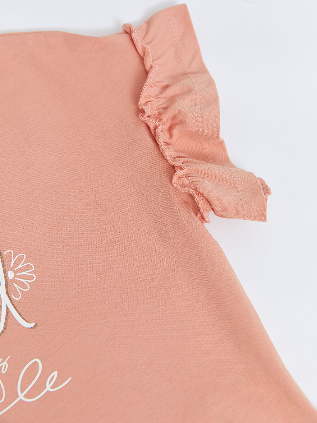 Crew Neck Printed Short Sleeve Cotton Girl T-shirt-3