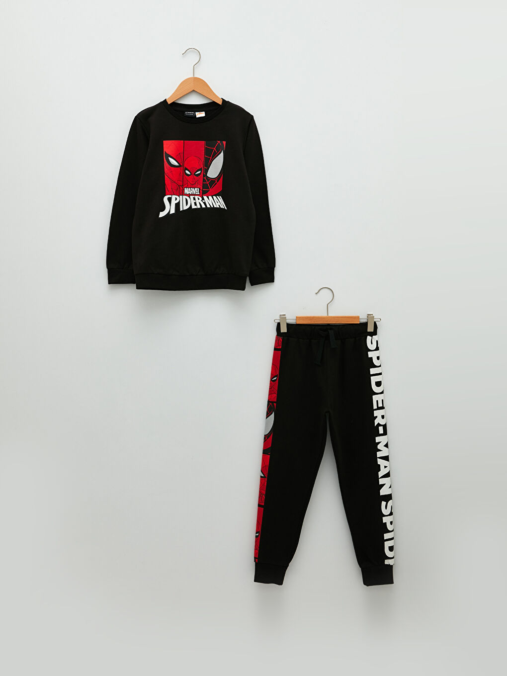 Crew Neck Spider-Man Printed Long Sleeve Boys' Sweatshirt and Sweatpants