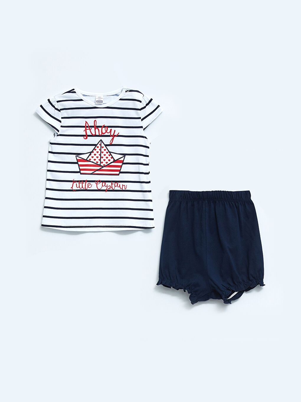 Crew Neck Short Sleeve Printed Baby Girls' Pyjama Set