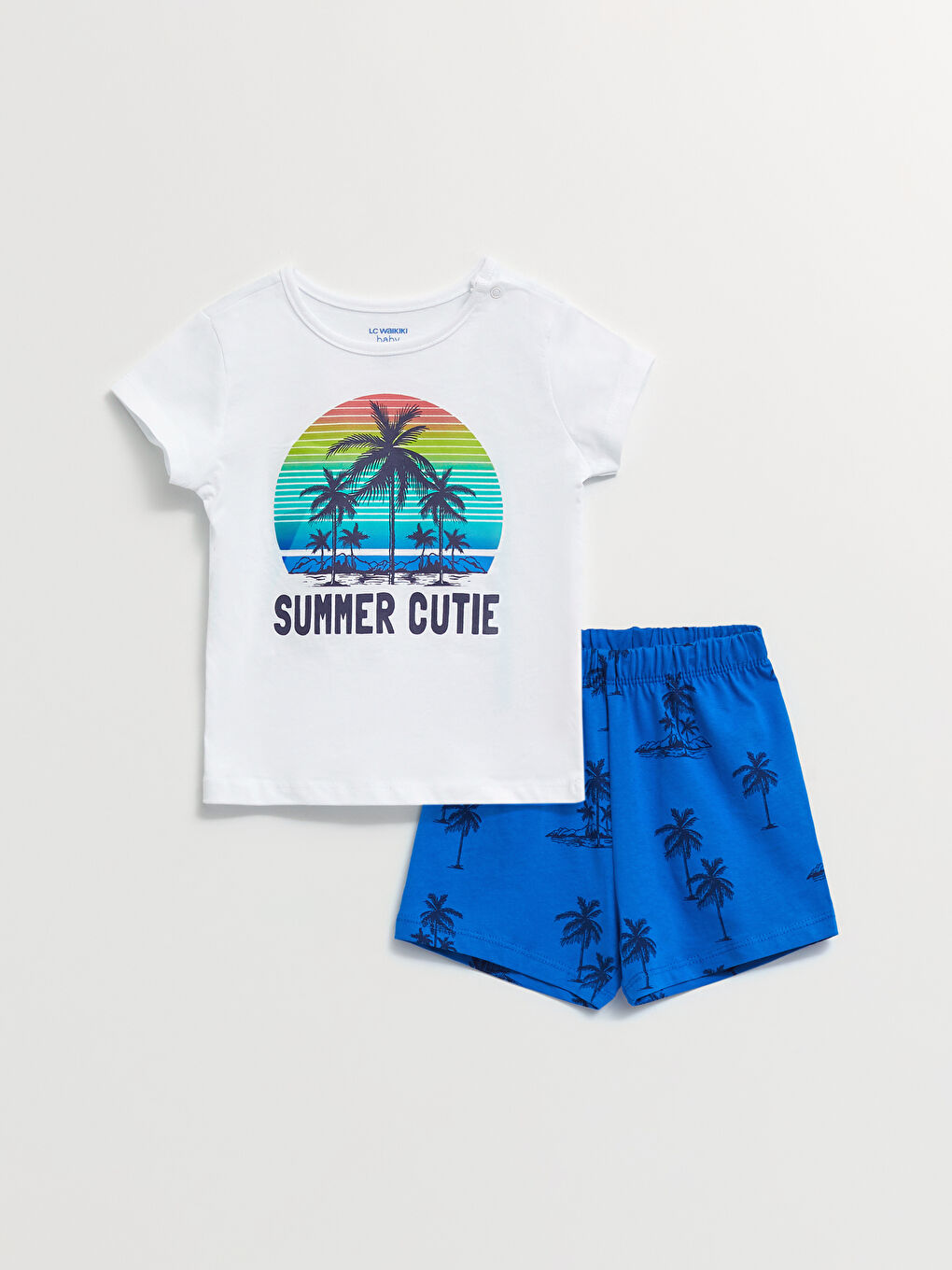 LC Waikiki Komplet pidžame za bebe dečake od pamuka sa štampom, kratkim rukavima i okruglim izrezom -S2AA32Z1-R9J