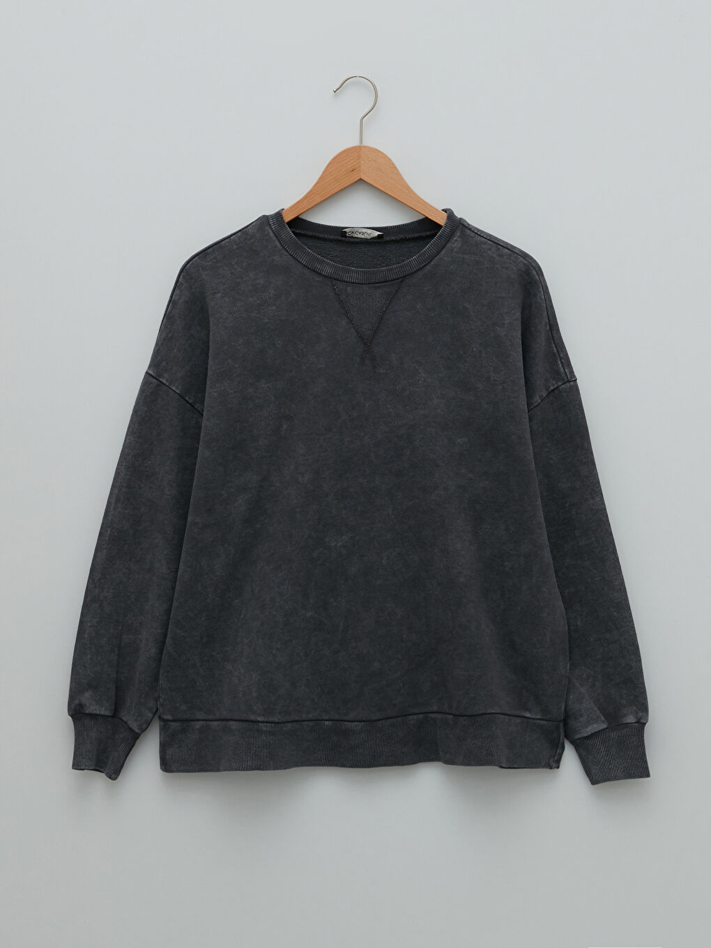 LCW Vision Siyah Bisiklet Yaka Oversize Kadın Sweatshirt - 5