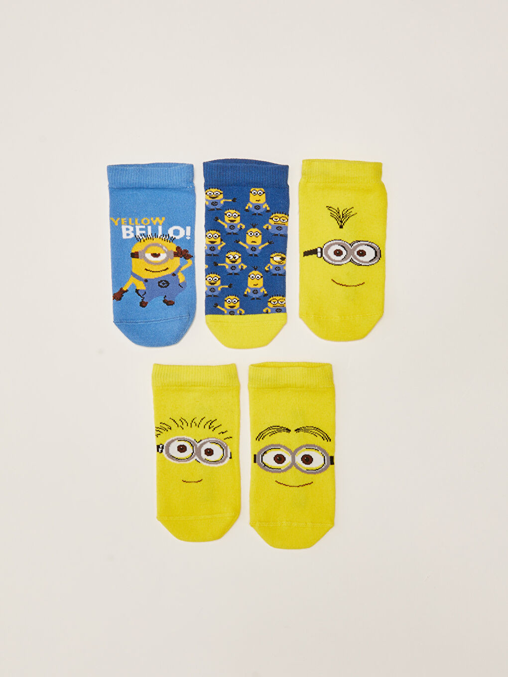 Karışık Minions Desenli Erkek Çocuk Patik Çorap 5'li-2