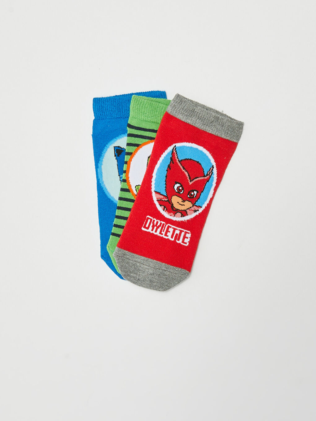 Karışık Pijamaskeliler Desenli Erkek Çocuk Patik Çorap 3'lü