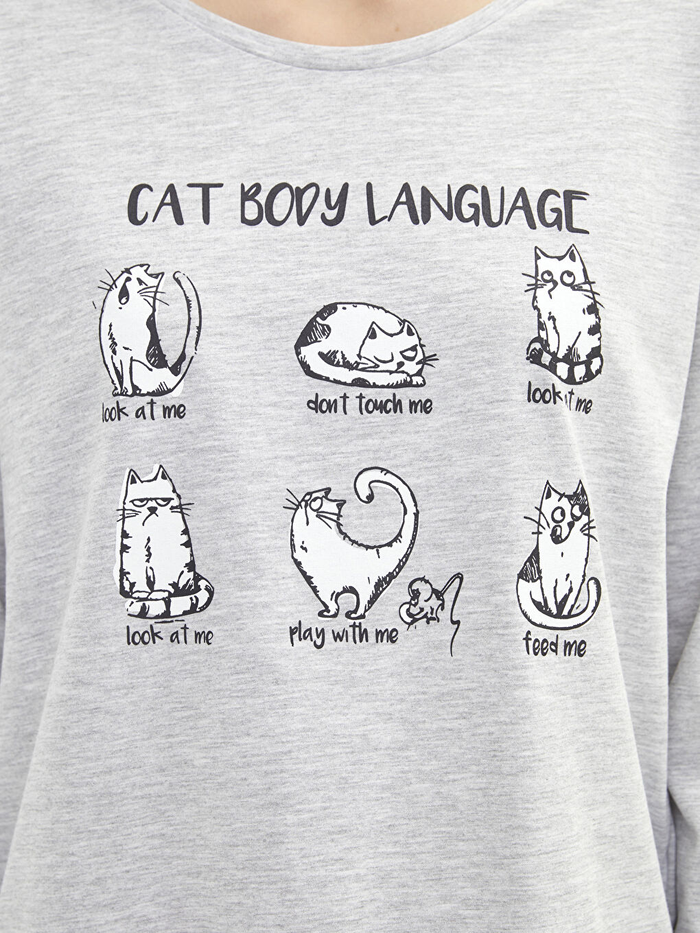 Crew Neck Printed Long Sleeve Women's Pyjama Set-3