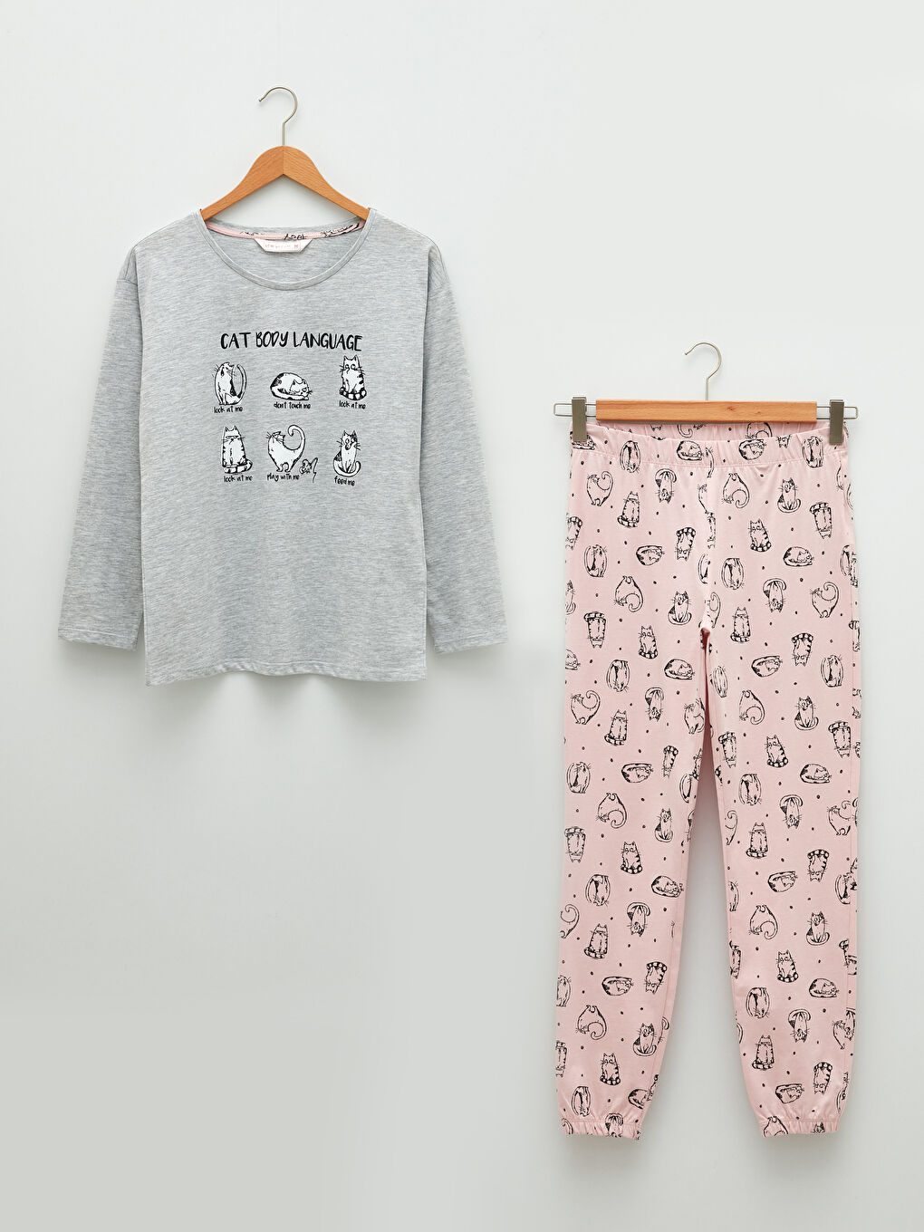 Crew Neck Printed Long Sleeve Women's Pyjama Set-5