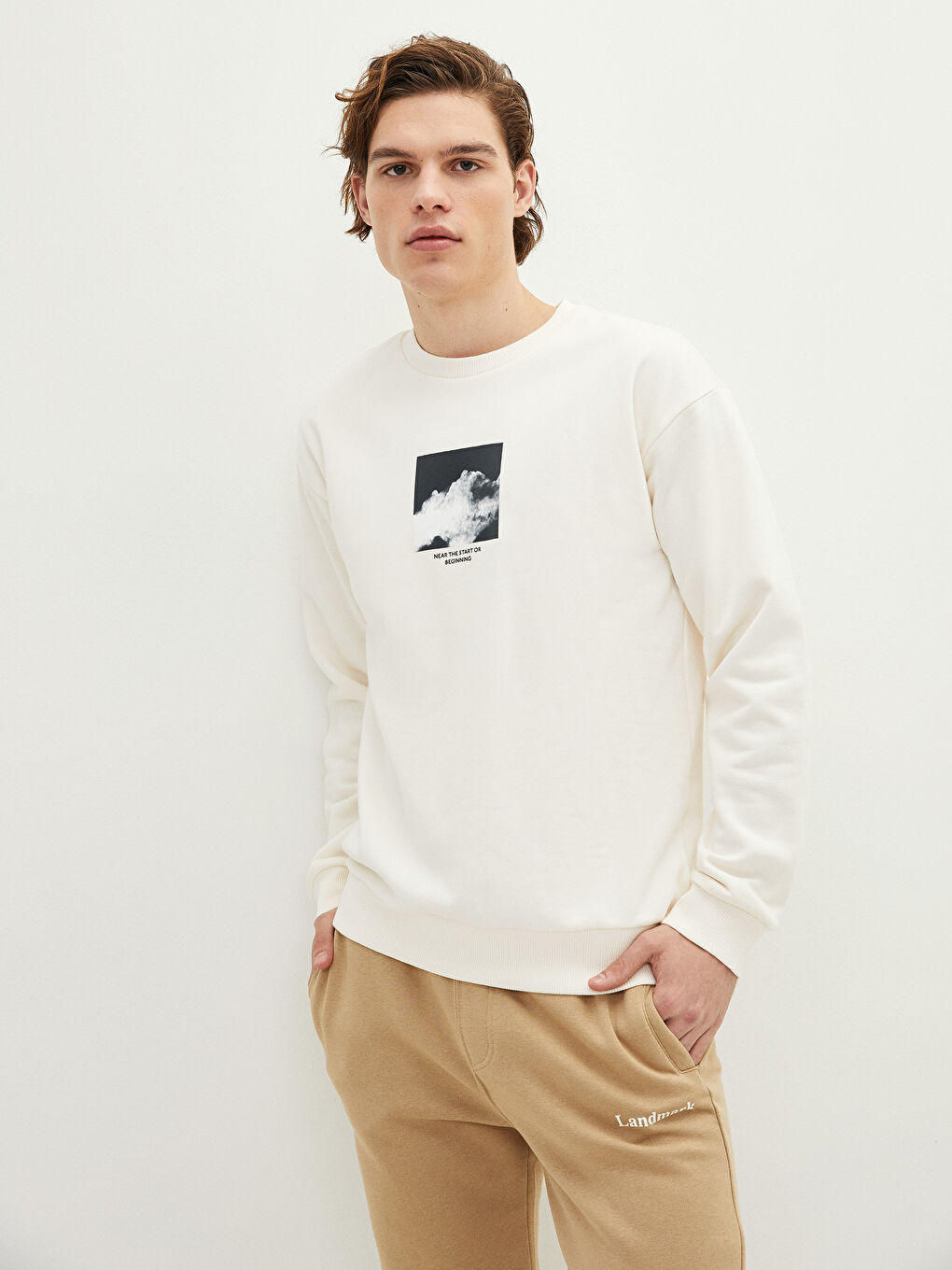 Rundhalsausschnitt Bedrucktes Dickes Herren-Sweatshirt-1