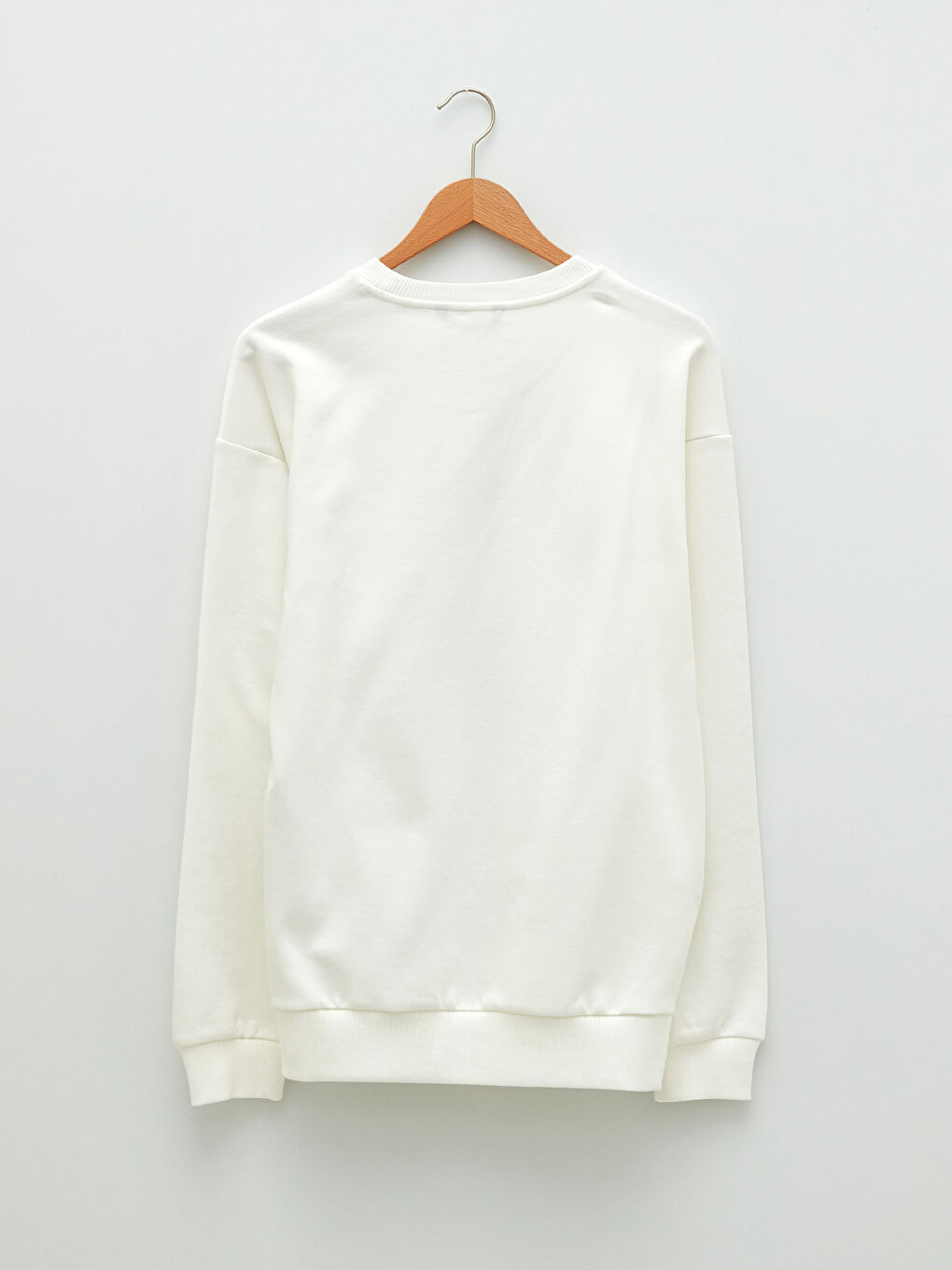 Ekru Bisiklet Yaka Uzun Kollu Baskılı Erkek Sweatshirt-6