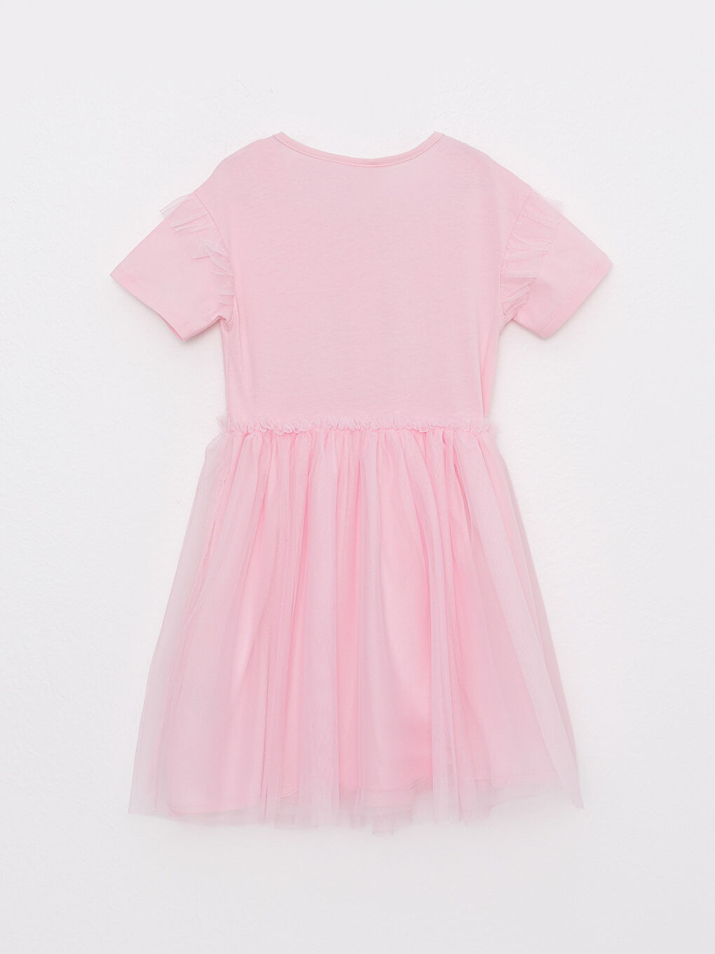 Bisiklet Yaka Daisy Duck Baskılı Kısa Kollu Kız Çocuk Elbise ve Taç-1