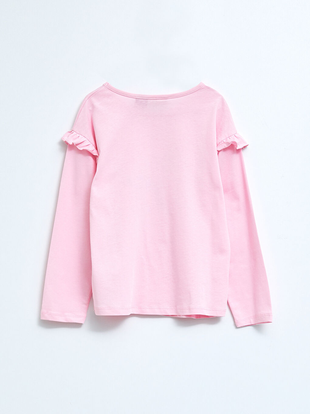 Bisiklet Yaka Disney Princess Baskılı Uzun Kollu Pamuklu Kız Çocuk Tişört-1