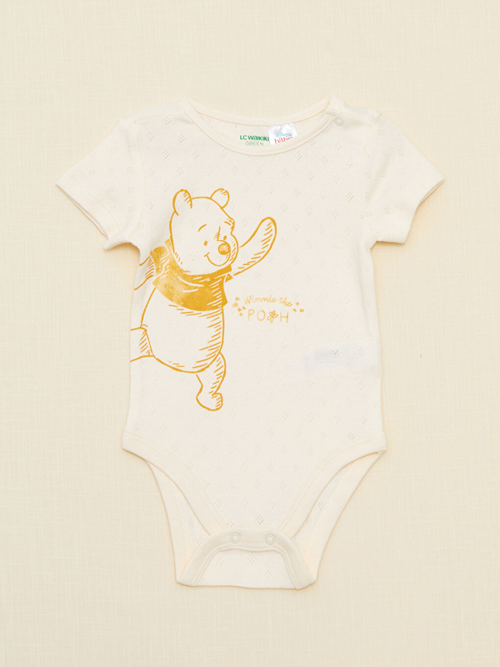 Bisiklet Yaka Kısa Kollu Winnie the Pooh Baskılı Erkek Bebek 3'lü Takım-2