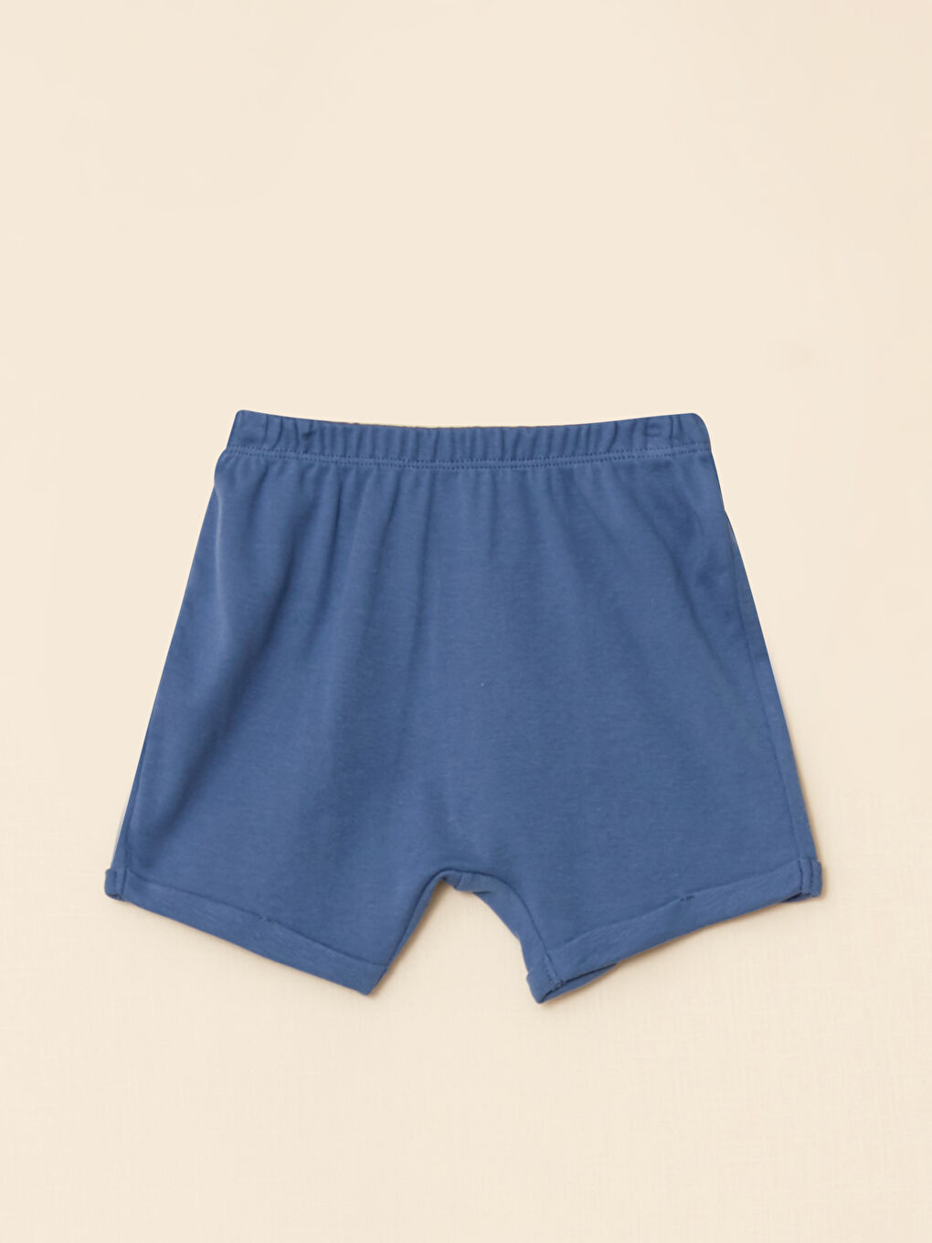 Ekru Bisiklet Yaka Kısa Kollu Erkek Bebek Çıtçıtlı Body ve Şort 2'li Takım-2