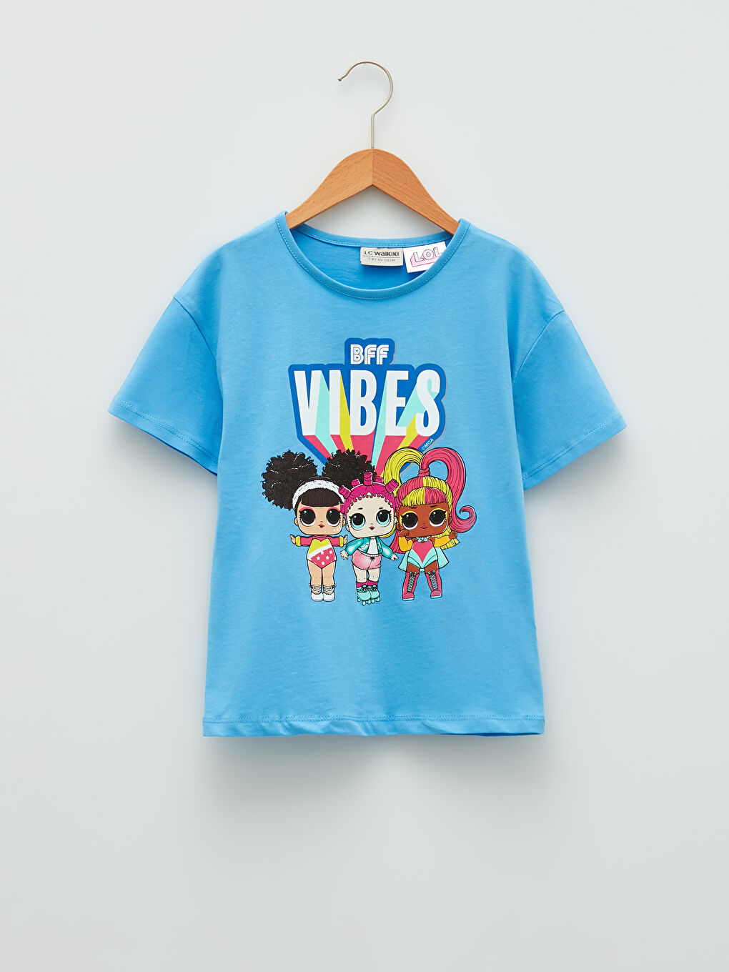 Mavi Bisiklet Yaka LOL Surprise OMG Lisanslı Kısa Kollu Kız Çocuk Tişört