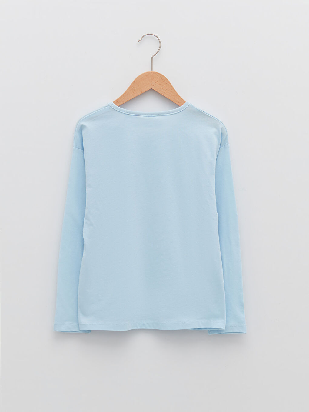 Mavi Bisiklet Yaka Elsa Baskılı Uzun Kollu Pamuklu Kız Çocuk Tişört-1