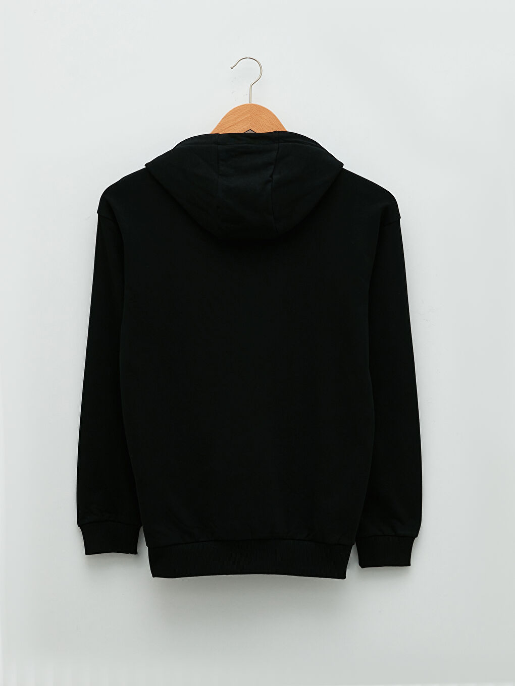 Siyah Uzun Kollu Baskılı Erkek Hoodie-6
