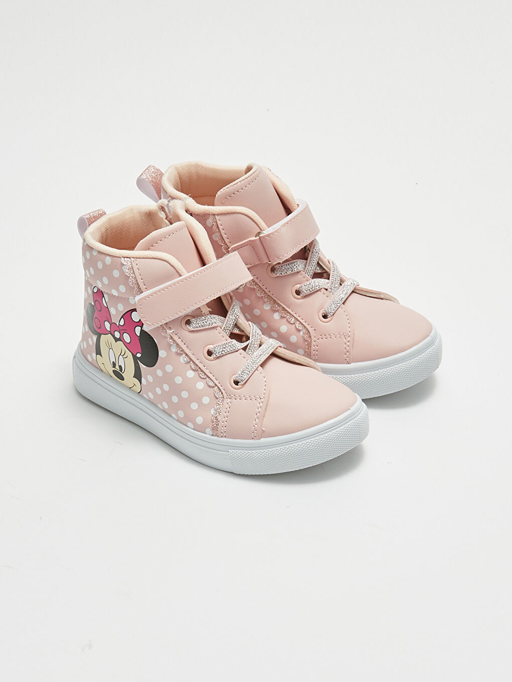 أحذية رياضية للبنات الرضع بترخيص Minnie Mouse بأربطة وشريط لاصق وسوستة