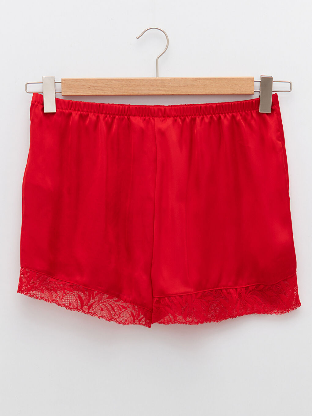 سروال بيجاما ساتان نساء بتفاصيل دانتيل وخصر مطاطي-1