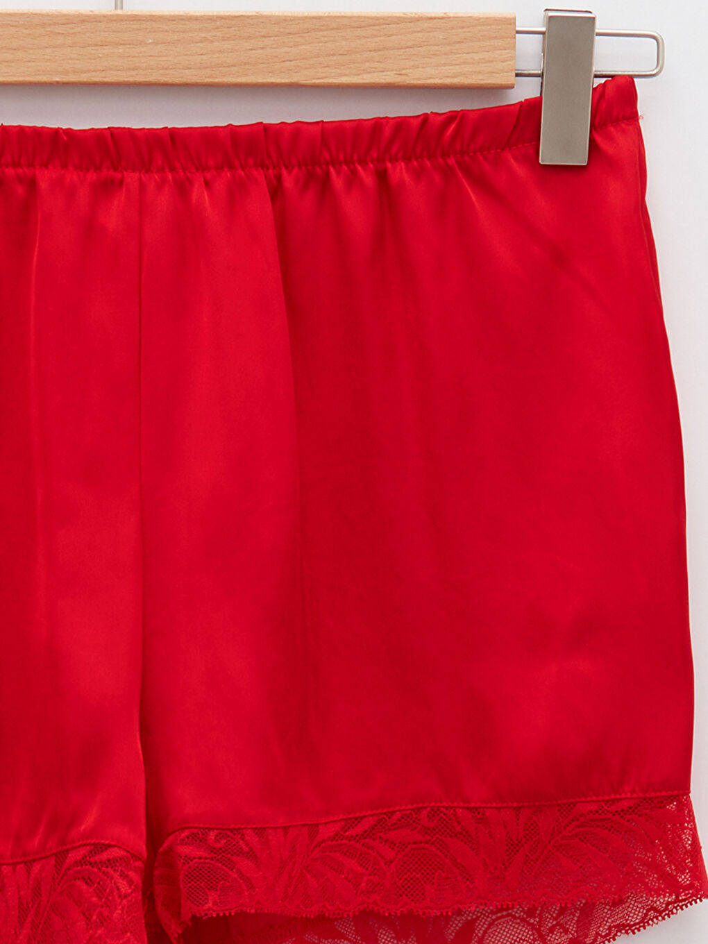 سروال بيجاما ساتان نساء بتفاصيل دانتيل وخصر مطاطي-2