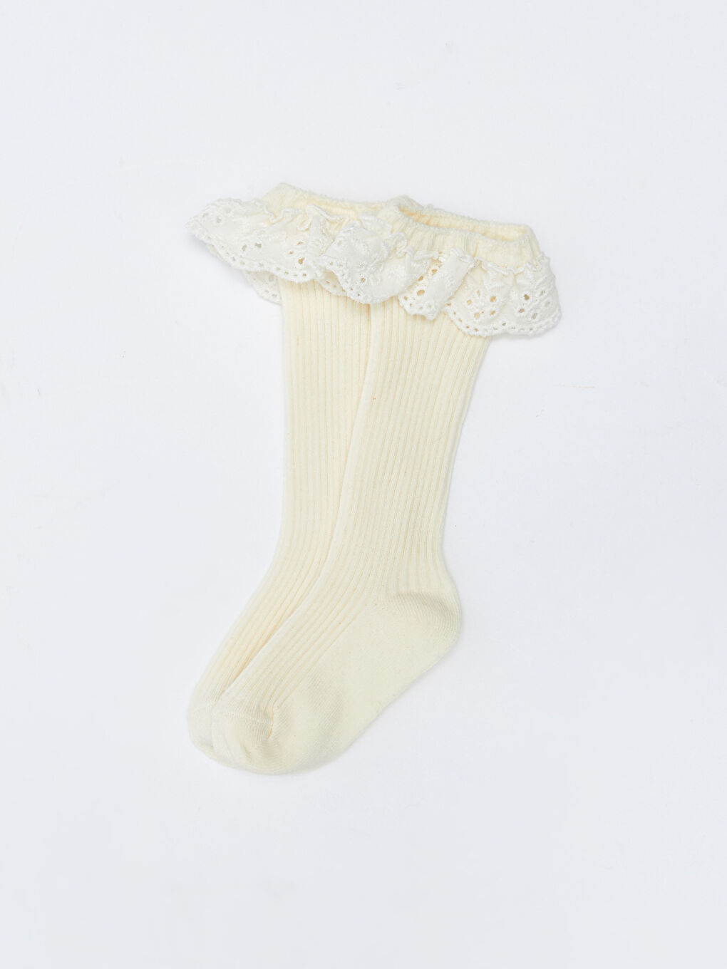 Ekru Kız Bebek Diz Altı Çorap