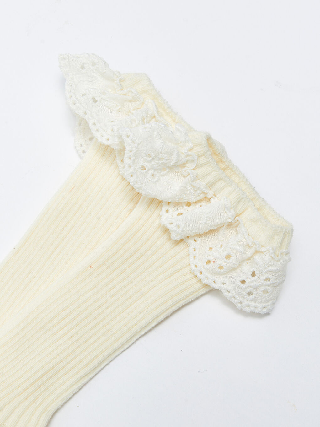 Ekru Kız Bebek Diz Altı Çorap-2