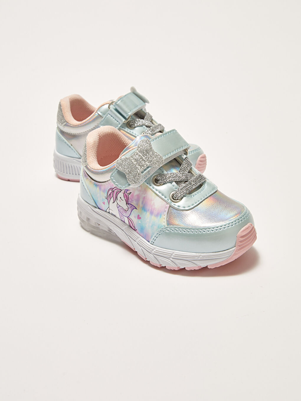 Tabanı Işıklı Bağcık ve Cırt Cırtlı Kız Bebek Spor Ayakkabı-3