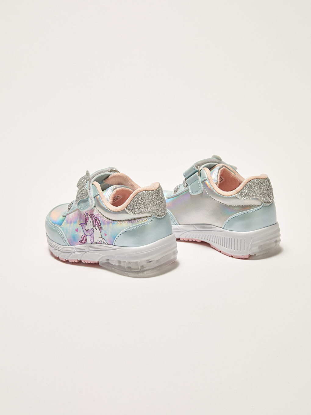 Tabanı Işıklı Bağcık ve Cırt Cırtlı Kız Bebek Spor Ayakkabı-5
