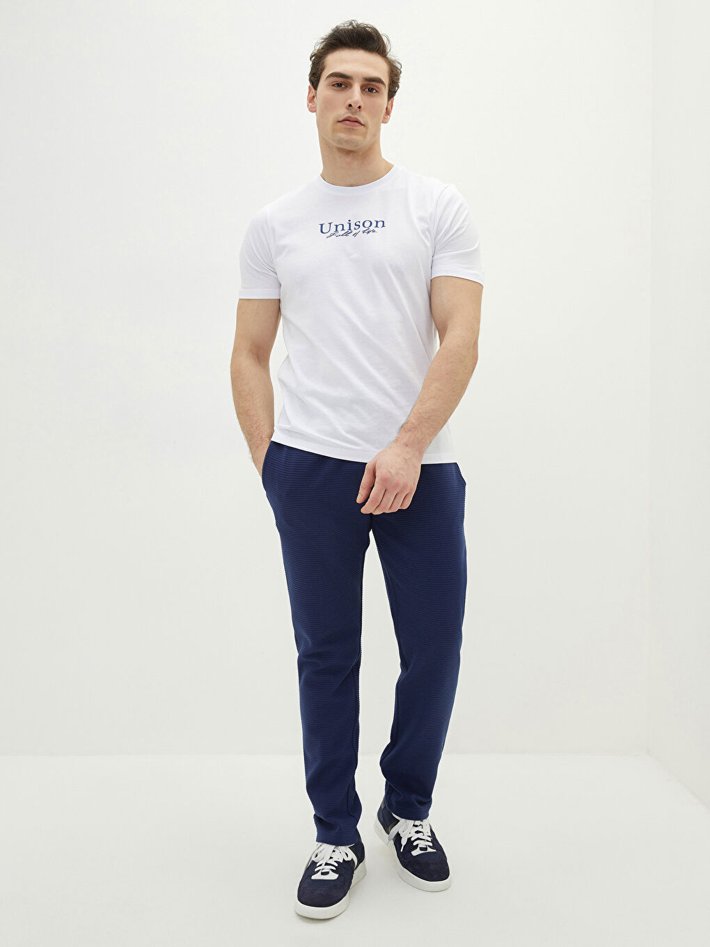 Bisiklet Yaka Kısa Kollu Baskılı Penye Erkek Tişört-2