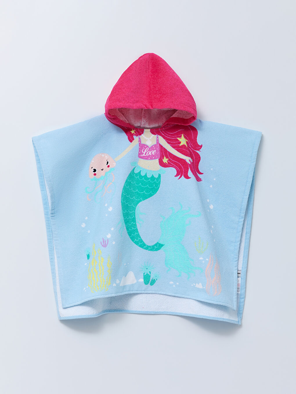 Velvet Mermaid Printed Hooded Poncho Beach Towel