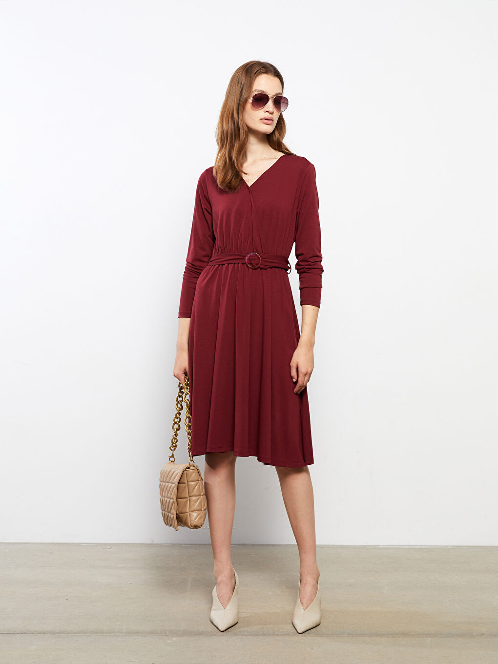 Double Breasted Plain Long Sleeve Women's Dress