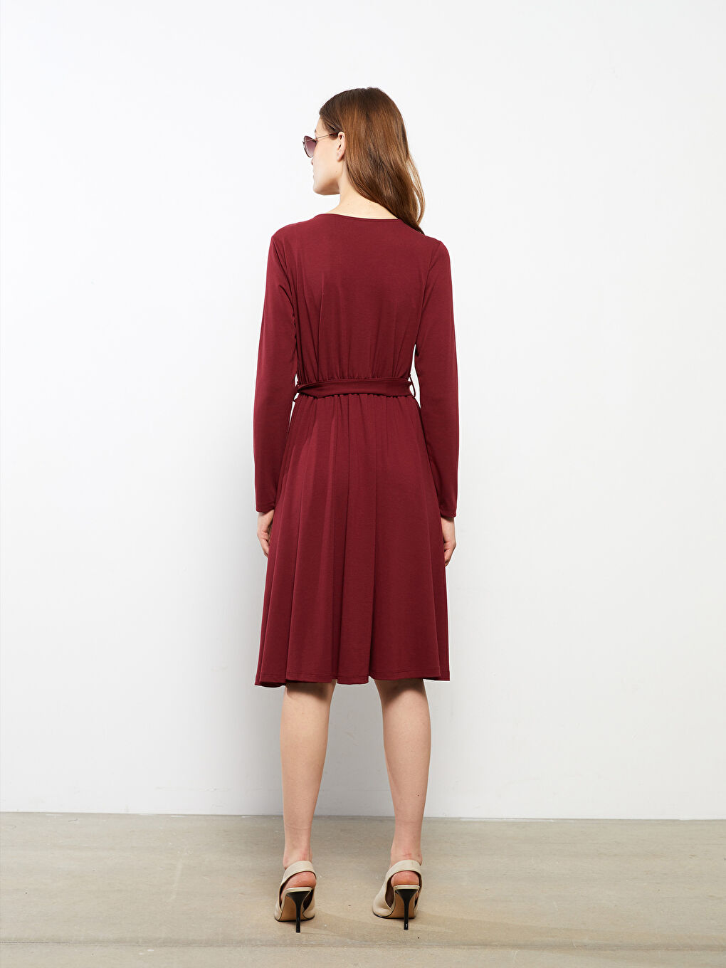 Double Breasted Plain Long Sleeve Women's Dress-3