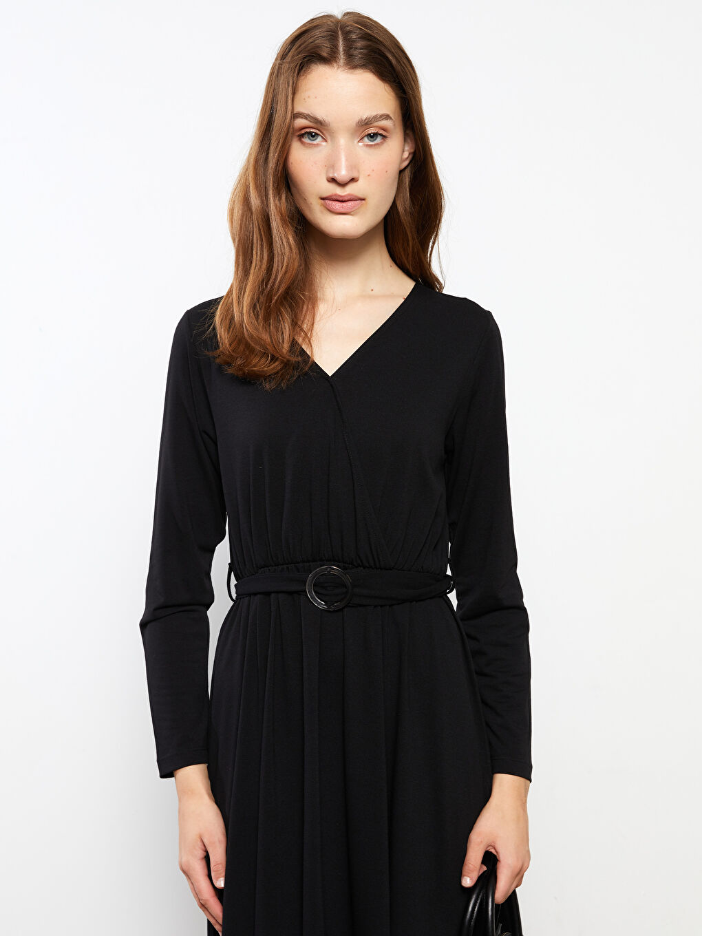 فستان كم طويل سادة بصفين زراير للسيدات-2