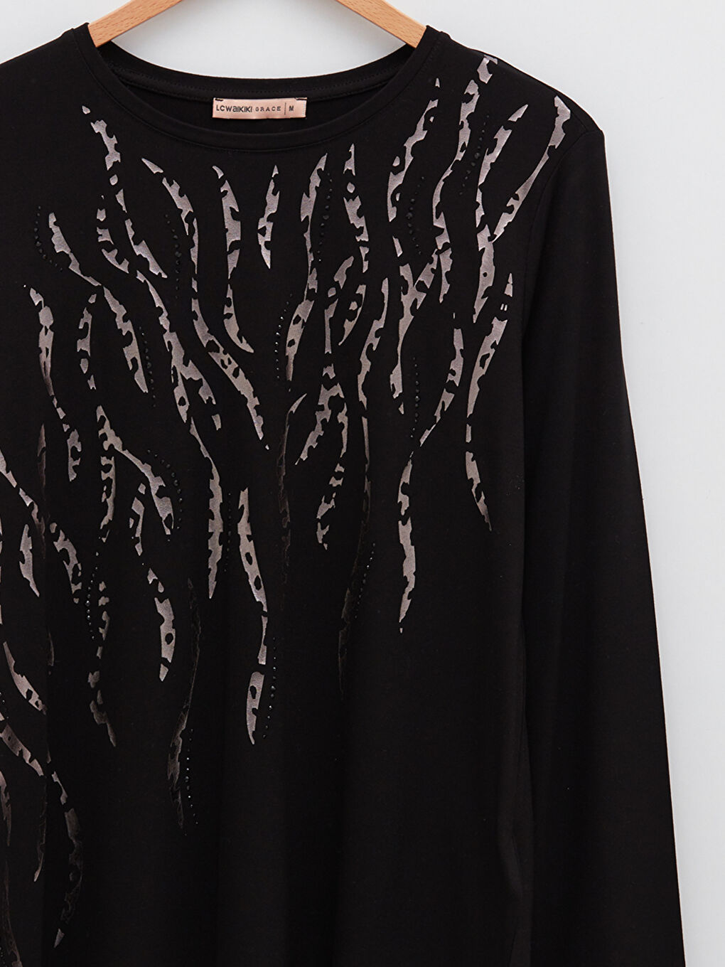 Crew Neck Patterned Long Sleeve Women's T-Shirt-8