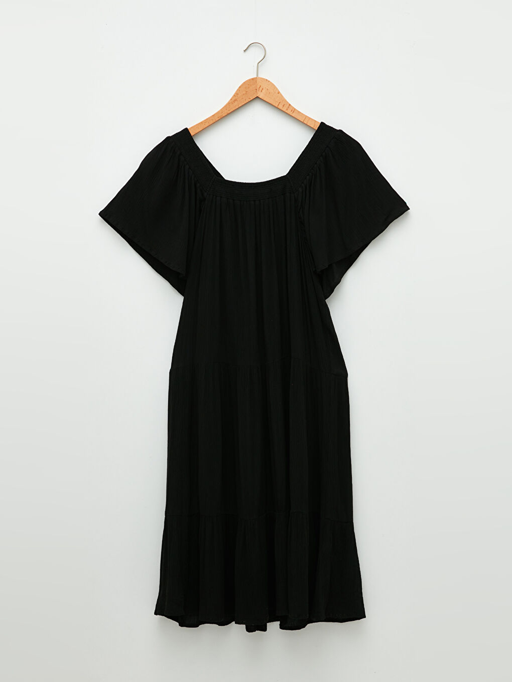 U Neck Straight Short Sleeve A Cut Viscose Women's Dress-5