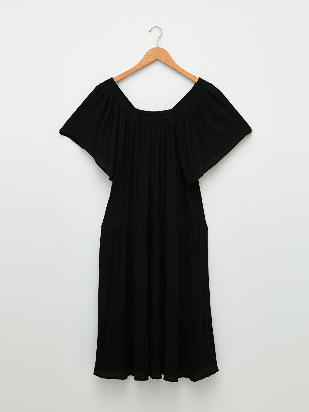 U Neck Straight Short Sleeve A Cut Viscose Women's Dress-6