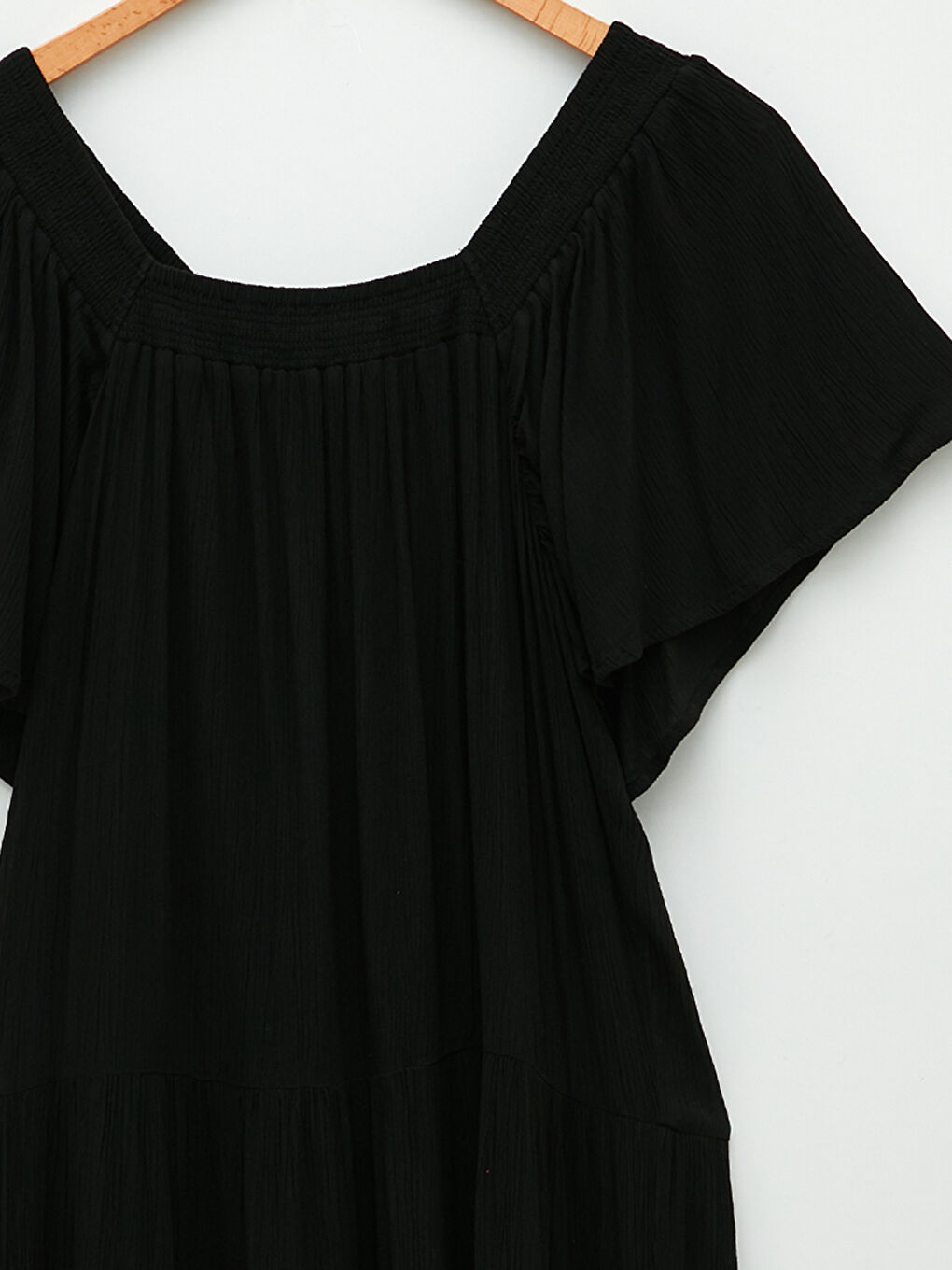 U Neck Straight Short Sleeve A Cut Viscose Women's Dress-7