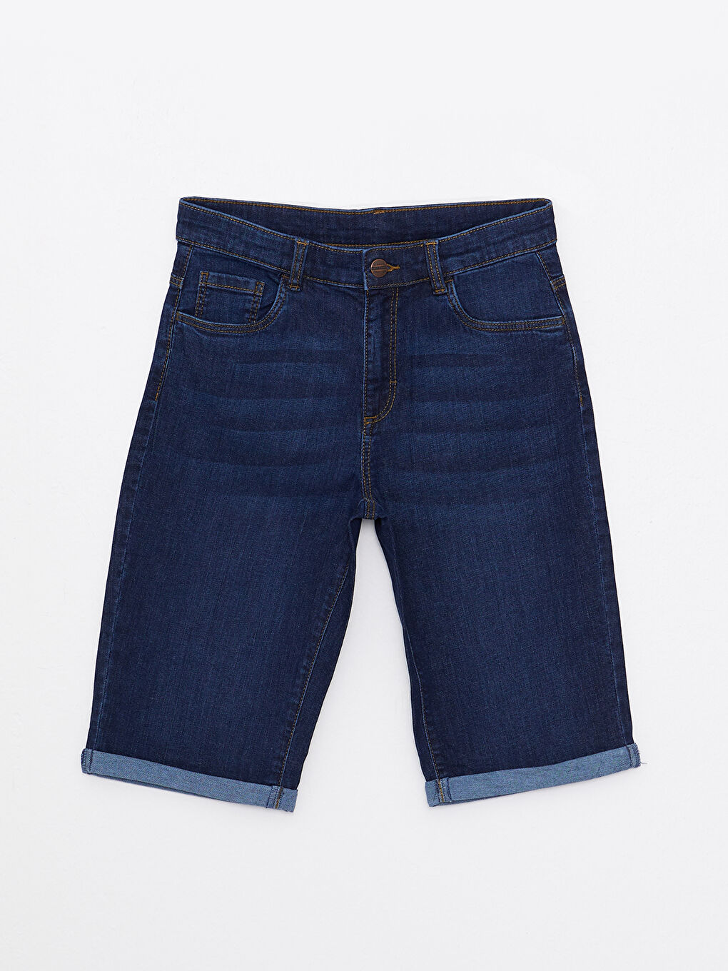 Short En Jean Garçon Basique En Coton À Revers