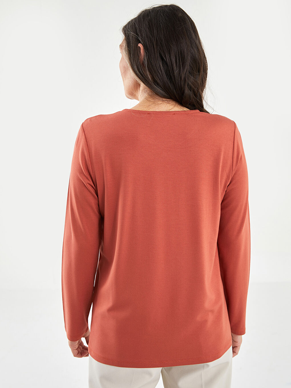 Crew Neck Embroidered Long Sleeve Women's T-Shirt-4